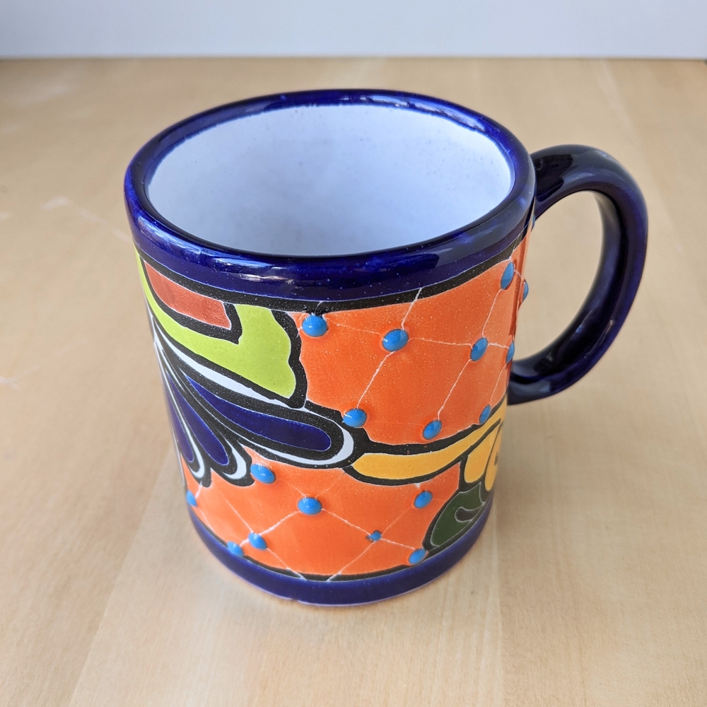 Mexican Pottery Talavera ceramic hand painted coffee mug Like New